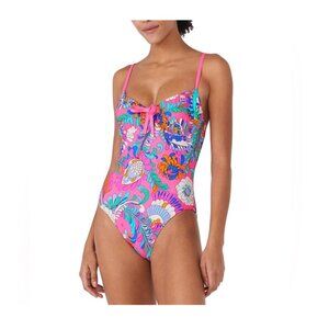 KATE SPADE Sea Garden Tie Front One Piece Swimsuit